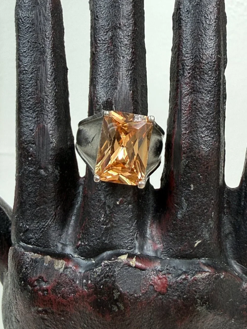 DBJ 925 Orange Stone Sterling Ring  Size 7 7.67g